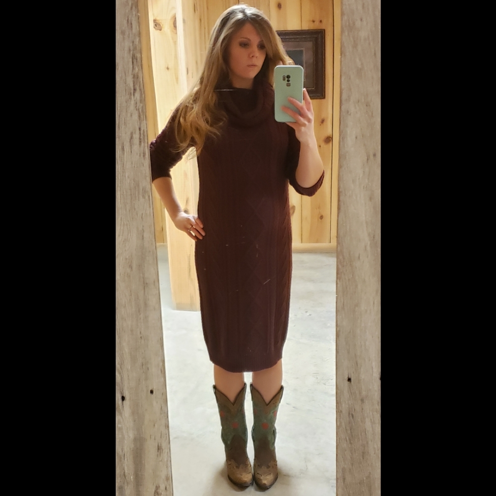 Pink blush maternity sweater dress
